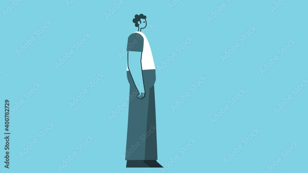 Flat Graphic Design Bold Man Cartoon Character Waving Hand. Hello gesture doing on Isolated. Loop 2d Animation Flat Graphic Design Bold Man Cartoon Character Waving Hand. Hello gesture doing on Isolated. Loop 2d Animation