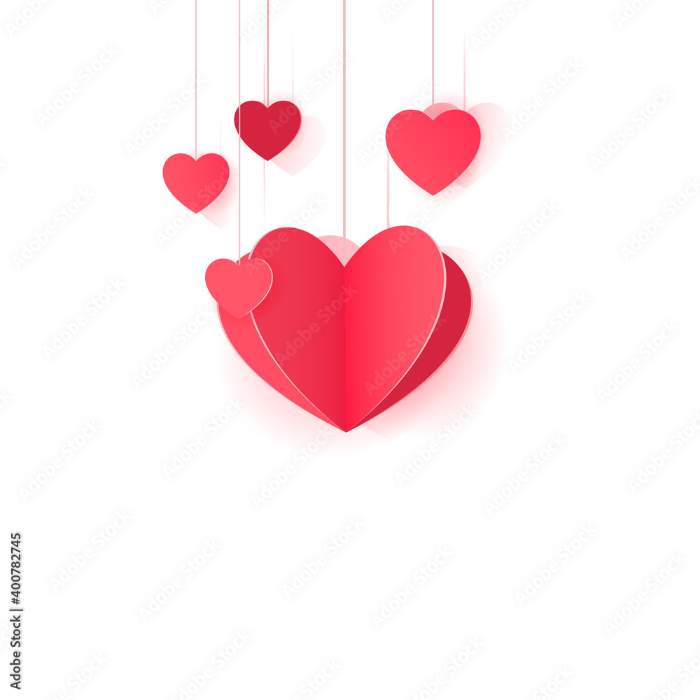 Hanging paper hearts clip art for design and decor.