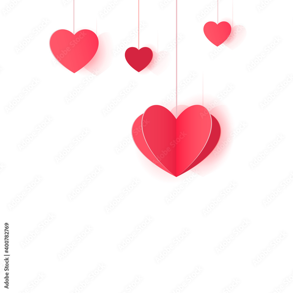 Hanging paper hearts clip art for design and decor.