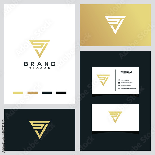 Letter SV triangle luxury logo concept vector template