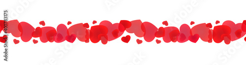 Seamless line with scattered hearts for package decoration, banner design, framing and edging.