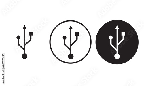 usb icon black outline logo for web site design 
and mobile dark mode apps 
Vector illustration on a white background
