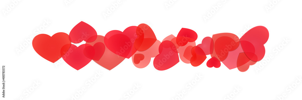 Decorative line of piled hearts of various sizes. Decorative line of piled hearts of various sizes.