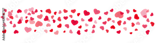 Seamless heart web banner. Decorative framing line with scattered hearts.