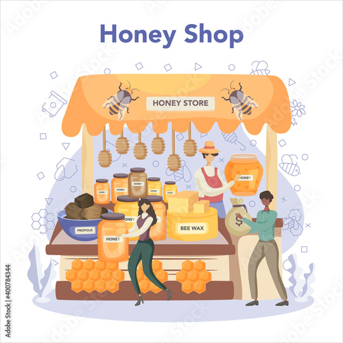 Hiver or beekeeper concept. Professional farmer with hive and honey