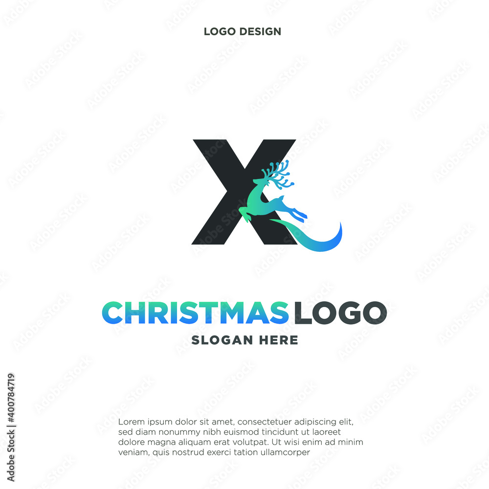 Deer Logo. Red Shape Initial Letter L with Negative Space Jumping Deer Silhouette inside isolated on Grey Background. Flat Vector Logo Design Template Element. Deer Logo. Red Shape Initial Letter L with Negative Space Jumping Deer Silhouette inside isolated on Grey Background. Flat Vector Logo Design Template Element.