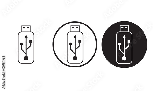
flashdrive icon black outline logo for web site design 
and mobile dark mode apps 
Vector illustration on a white background
