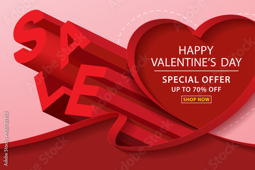 happy valentine's day sale banner design. vector illustration