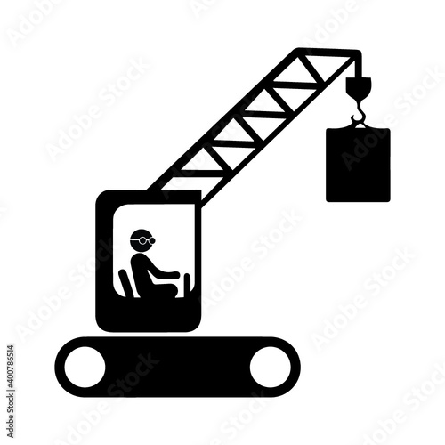 Lifting crane doing heavy Industrial concept. Tower and harbor lifters. Flat style vector icons.