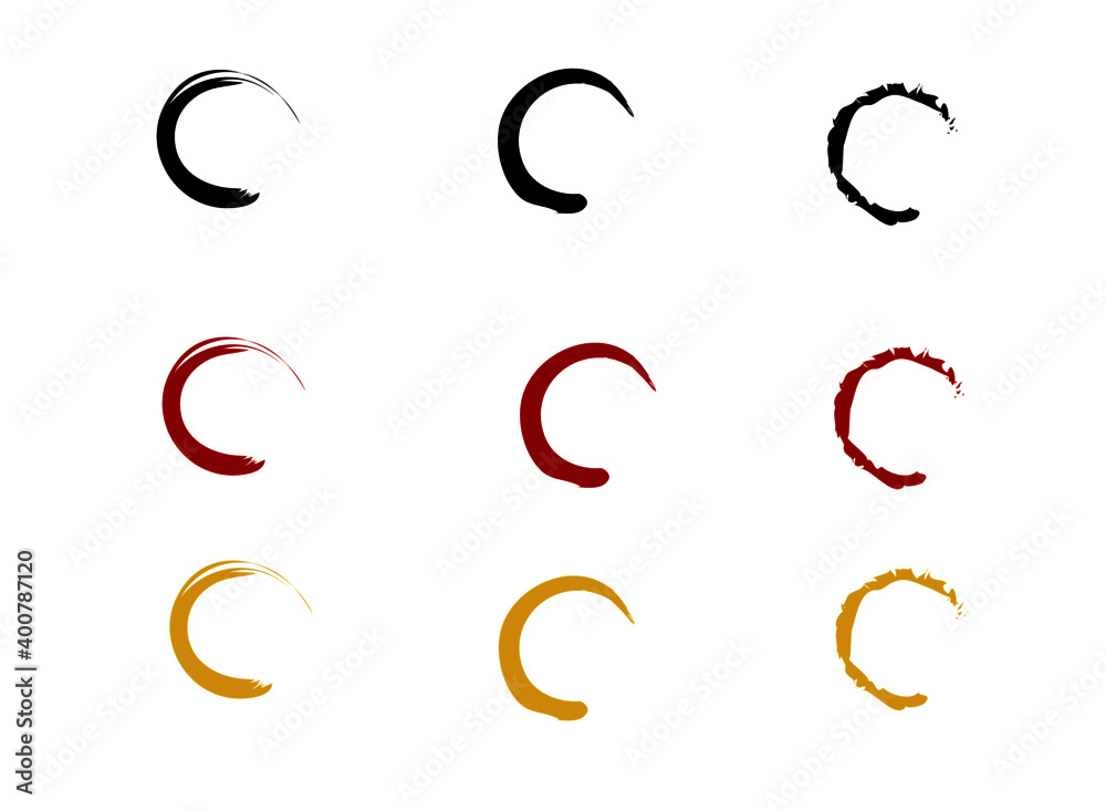 Obraz premium 書道 3色の円の和柄 素材（黒色、赤色、金色）