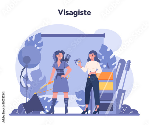 Visagiste concept. Beauty center service concept. Woman applying