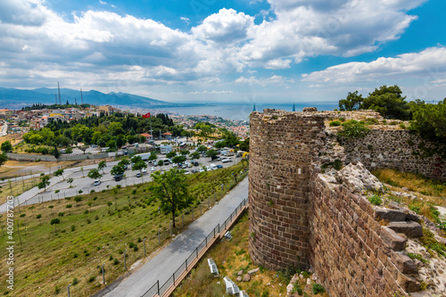 Kadifekale Castle view in Izmir City photo