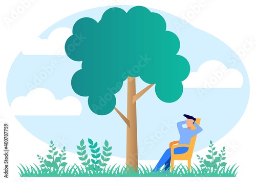 Illustration vector graphic cartoon character of relaxing