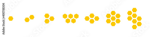 Honeycomb set vector illustration isolated on the white background.