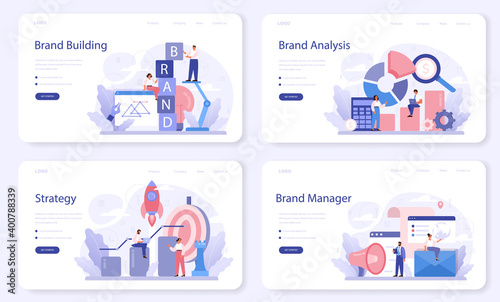 Brand web banner or landing page set. Marketing strategy and unique design