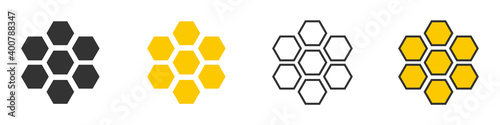 Honeycomb set vector illustration isolated on the white background.