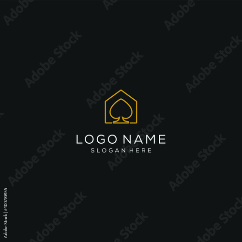 Illustration ace play card game home concept sign logo design template