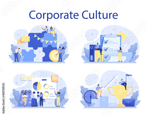 Corporate culture concept set. Corporate relations. Business ethics