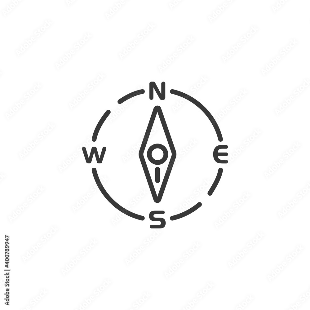 Compass thin line icon. South direction. Isolated weather vector illustration Compass thin line icon. South direction. Isolated weather vector illustration