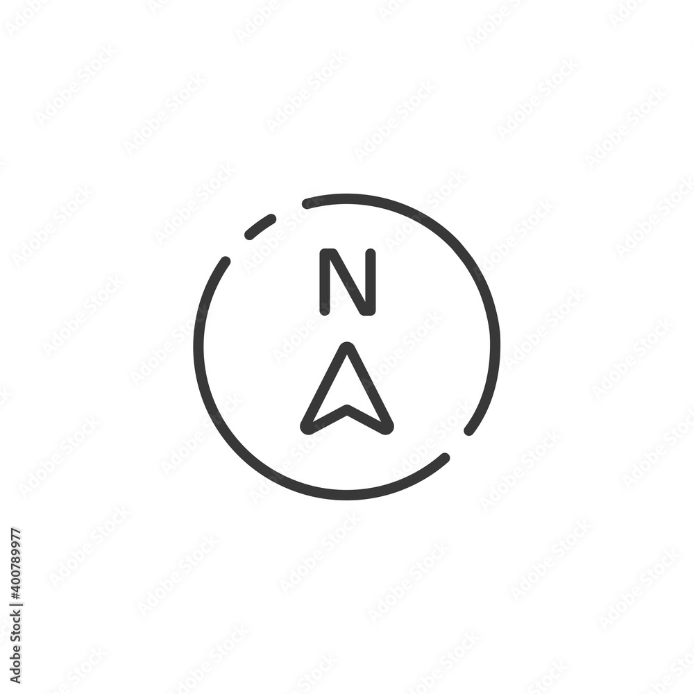 North direction thin line icon. Isolated weather vector illustration North direction thin line icon. Isolated weather vector illustration
