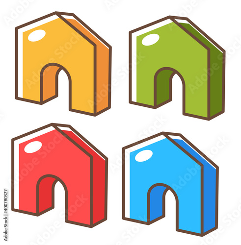 Board game figures or parts of houses or gates
