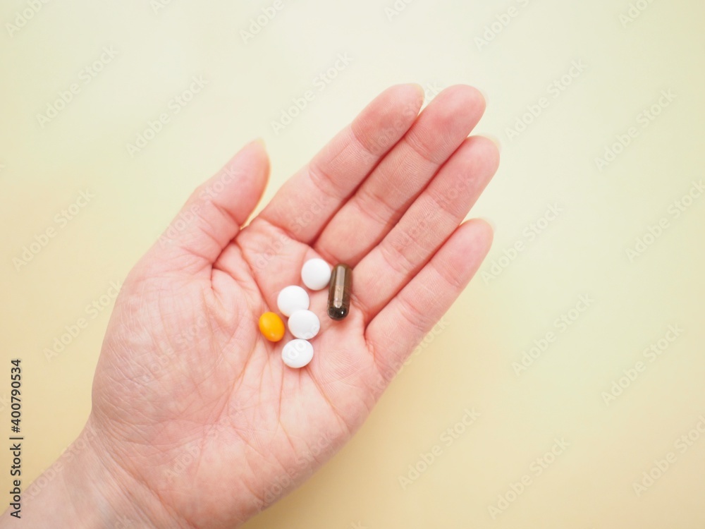 some supplements on yellow background some supplements on yellow background
