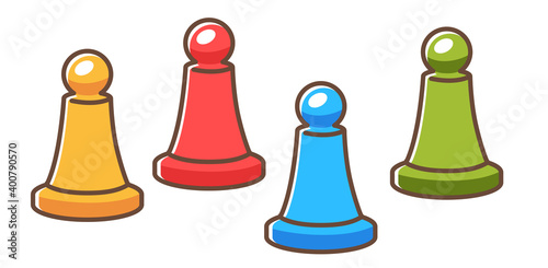 Board game figures or pawns for playing vector