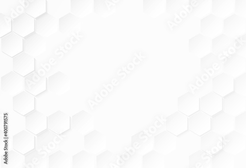 Abstract. Paper hexagon white background. light and shadow. Vector.