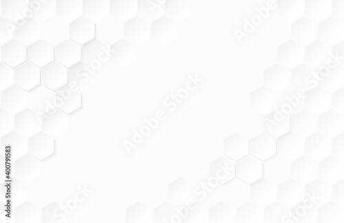Abstract. Paper hexagon white background. light and shadow. Vector.