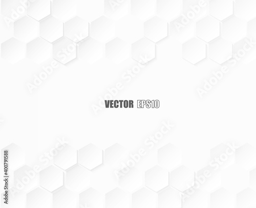 Abstract. Paper hexagon white background. light and shadow. Vector.