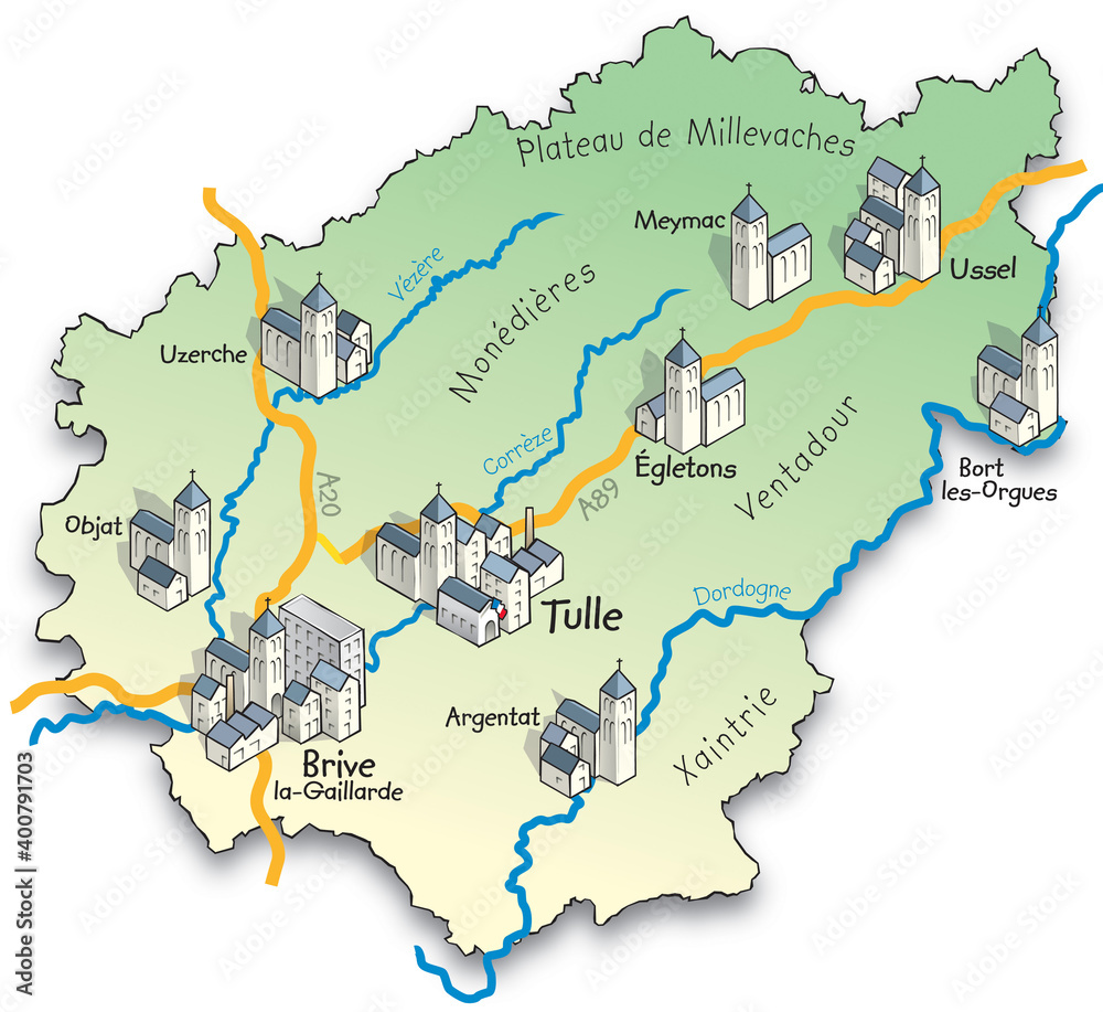 19 Carte du département de la Corrèze Stock Vector | Adobe Stock