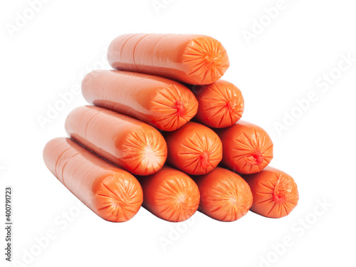 Tasty sausage appetizer isolated on the white