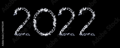 New Year 2022 als Leuchtschrift aus Lichterketten