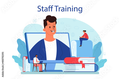 Staff training concept. Business personnel management and empolyee instruction