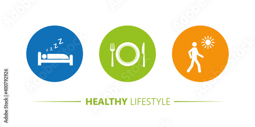 healthy lifestyle icons sleep yoga sport pictogram vector illustration EPS10
