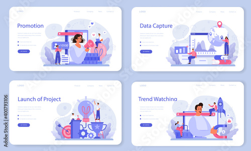 Trend watcher web banner or landing page set. Specialist