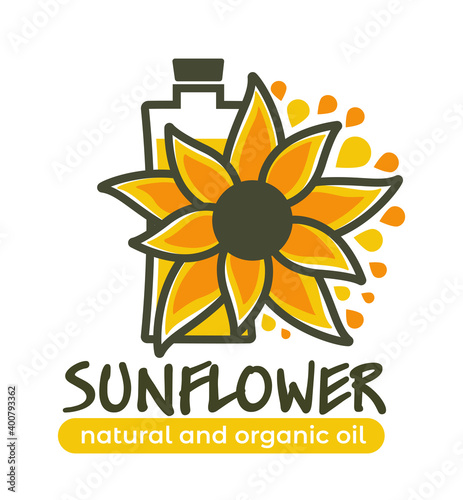 Sunflower natural organic oil ingredient vector