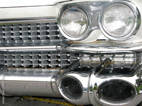 close up on a classic car