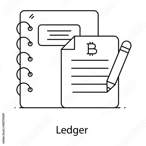
Bitcoin principal book, filled outline vector of ledger

