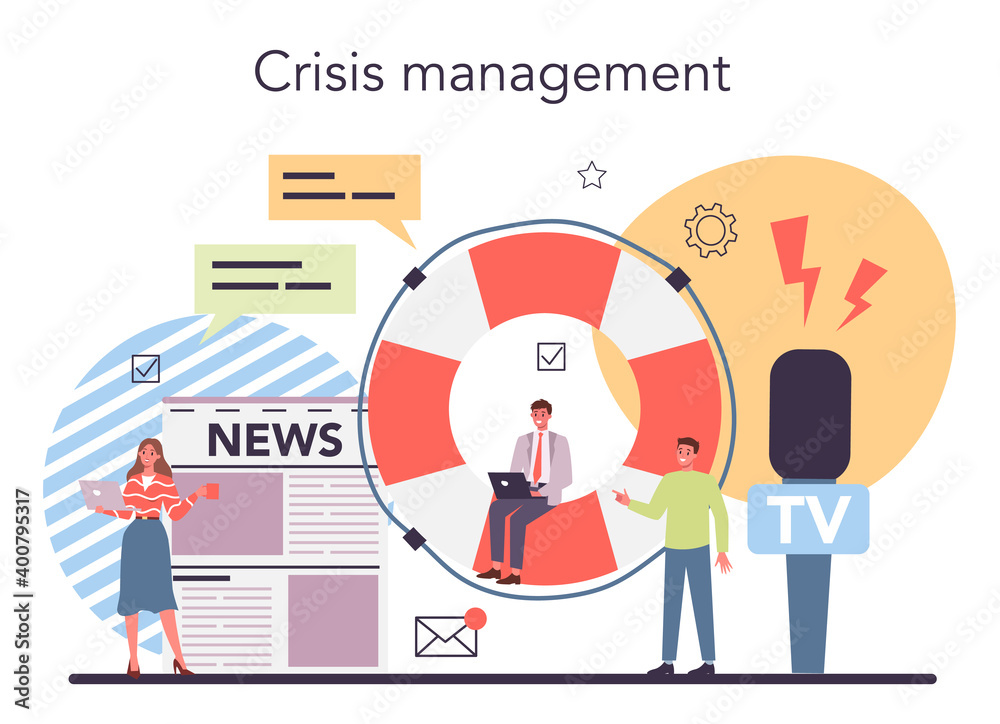 Crisis management concept. Idea of risk control and safety from Crisis management concept. Idea of risk control and safety from