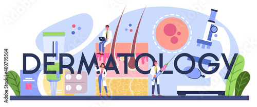 Dermatology typographic header. Dermatology and trichologist specialist,