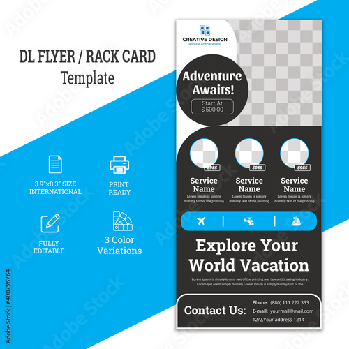 Corporate Travel Postcard Rack-card DL Flyer Design., Travel dl flyer / Rack card	