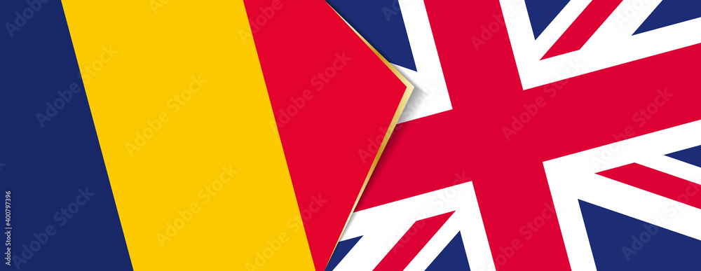Chad and United Kingdom flags, two vector flags.