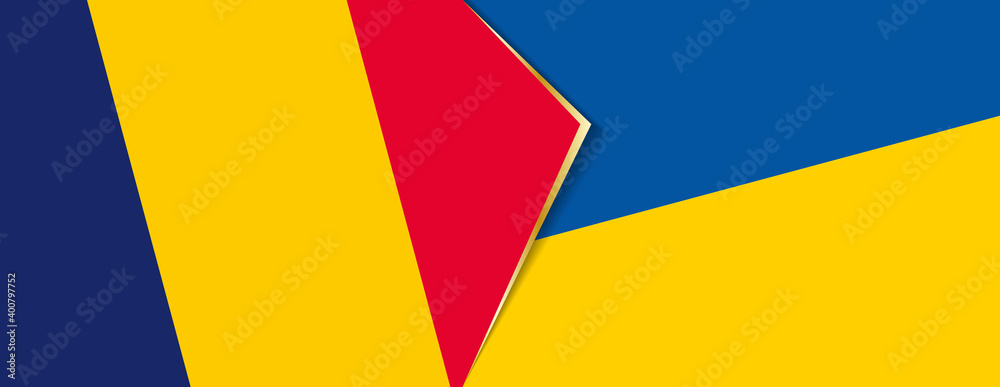 Chad and Ukraine flags, two vector flags. Chad and Ukraine flags, two vector flags.