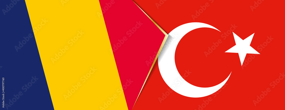 Chad and Turkey flags, two vector flags. Chad and Turkey flags, two vector flags.