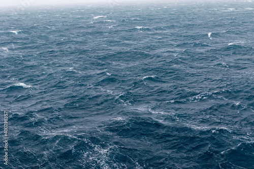 View of the raging sea in Antarctica. Storm.