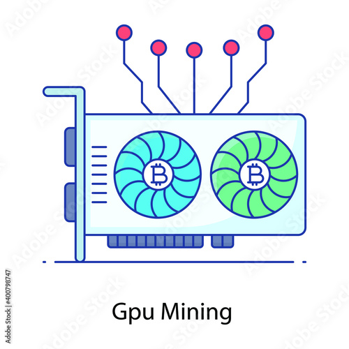 
Trendy icon of gpu mining, flat concept outline design

