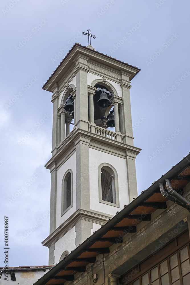 Baroque architecture in Florence: Church San Giuseppe (Chiesa di San Giuseppe, from 1519), Roman Catholic Church located on Via San Giuseppe. Florence, Tuscany, Italy. Baroque architecture in Florence: Church San Giuseppe (Chiesa di San Giuseppe, from 1519), Roman Catholic Church located on Via San Giuseppe. Florence, Tuscany, Italy.