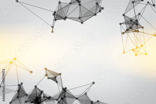 Geometric graphic background molecule and communication. Minimalism chaotic illustration. Concept of the science, chemistry, biology, medicine. Background Technology connecting dots and line.