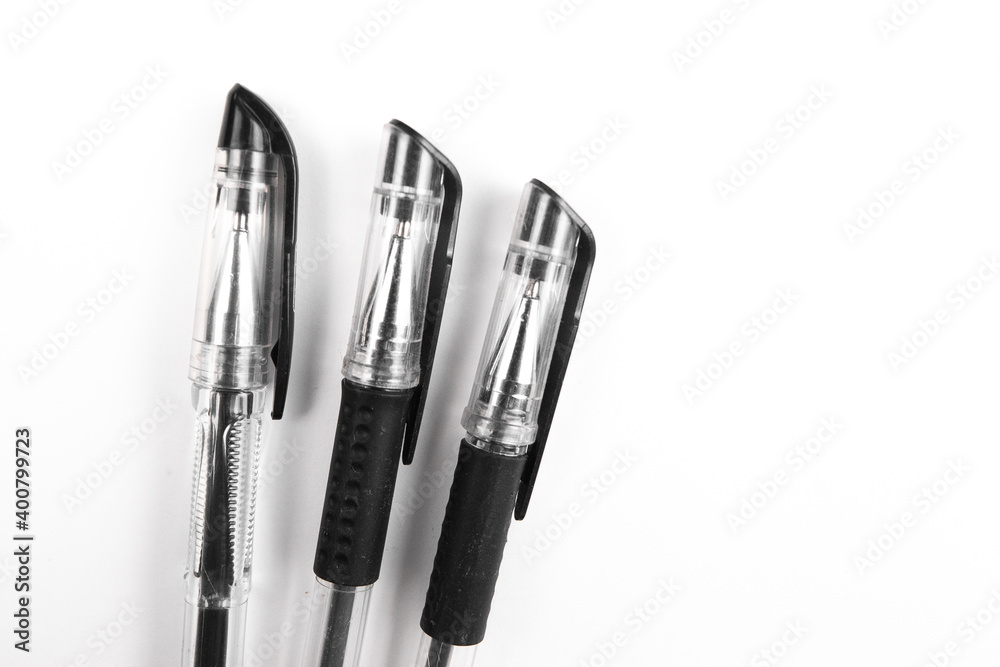 Ink Roller Ball Pen. gel pens black on a white background Ink Roller Ball Pen. gel pens black on a white background